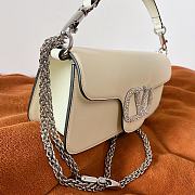Valentino Garavani Mini Locò Crystal-Embellished Shoulder Bag in White - 3