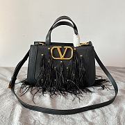 Valentino Vlogo Signature Small Leather Handbag With Feather - 1
