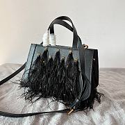 Valentino Vlogo Signature Small Leather Handbag With Feather - 3