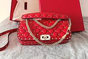 Valentino Garavani Rockstud Spike Quilted Leather Shoulder Bag in Red - 1