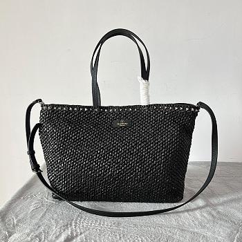 Valentino Garavani Rockstud Shopping Bag in Black 48×27.5×12.5cm 