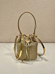 Prada Crystal-Embellished Satin Bag in Gold Color 16x21x10cm - 1