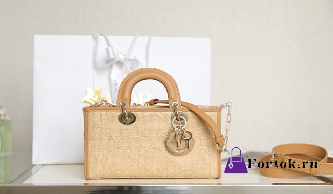 Dior Lady D-Joy Natural Cannage Raffia Bag 26x13.5x5cm - 1