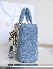 Dior Lady D-Joy Bag in Blue Denim 26x13.5x5cm - 5