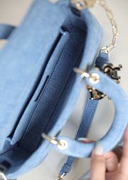 Dior Lady D-Joy Bag in Blue Denim 26x13.5x5cm - 2