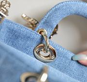 Dior Lady D-Joy Bag in Blue Denim 26x13.5x5cm - 3
