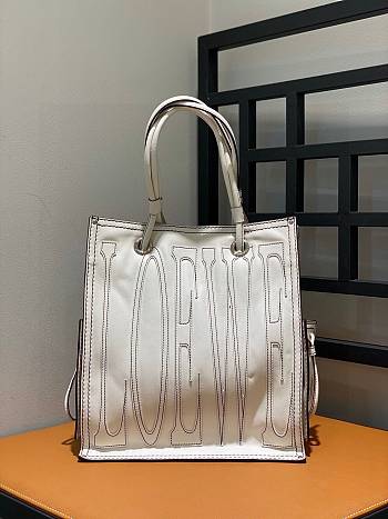 Loewe Leather Shopping Tote Bag in White 30x27x13cm 