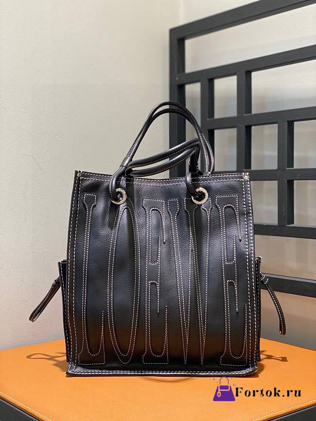 Loewe Leather Shopping Tote Bag in Black 30x27x13cm  - 1
