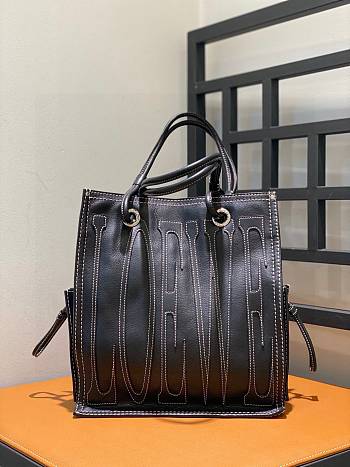 Loewe Leather Shopping Tote Bag in Black 30x27x13cm 