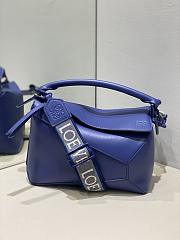 Loewe Puzzle Edge Blue Bag in Satin Calfskin 24x10.5x16.5cm - 1