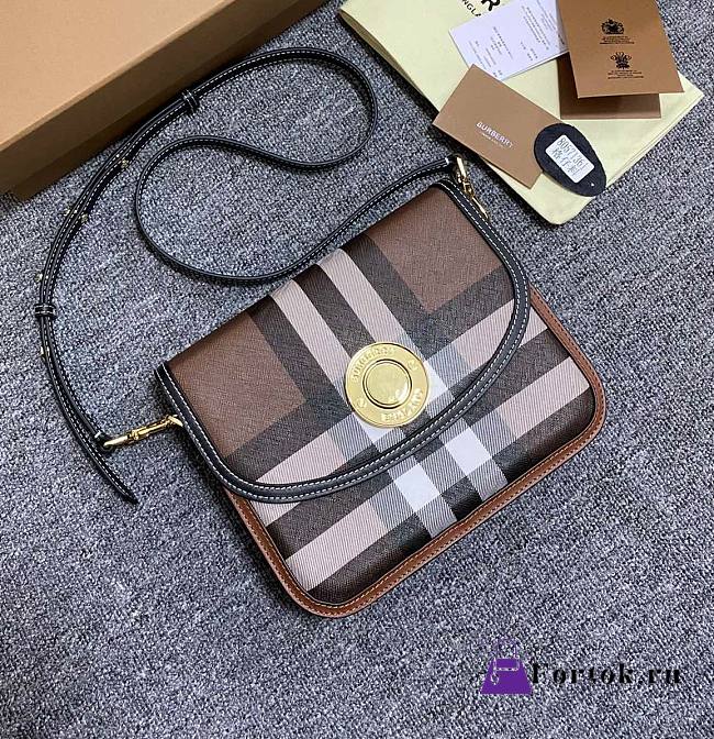 Burberry Check and Leather Medium Elizabeth Bag 23.5x7x19.5cm - 1