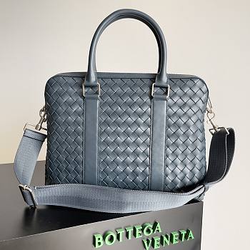 Bottega Veneta Leather Intrecciato Bag in Grey 39x30.5x11cm