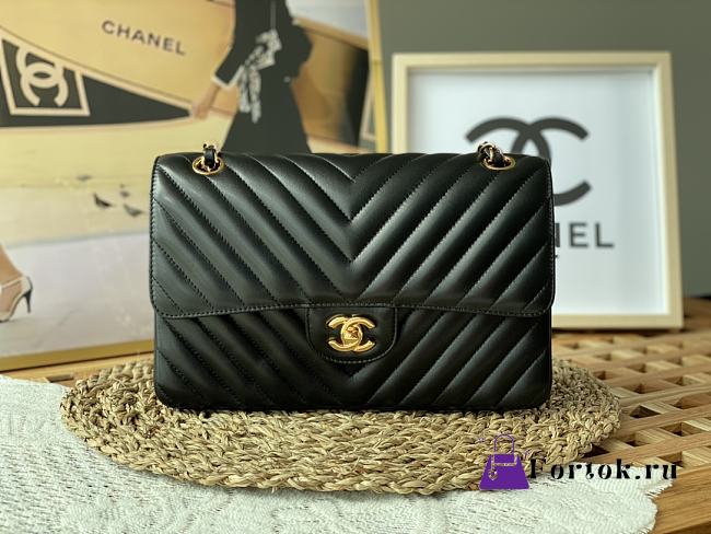 Chanel Classic Flap V Pattern Bag with Gold Buckle 25cm - 1