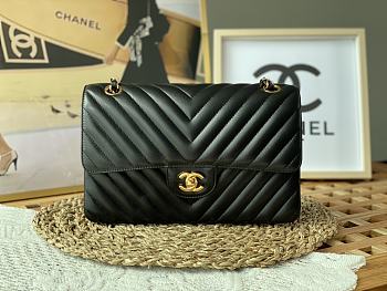 Chanel Classic Flap V Pattern Bag with Gold Buckle 25cm