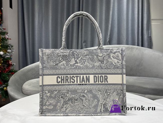Dior Grey Embroiderded Reserve Book Tote Bag 41.5cm - 1