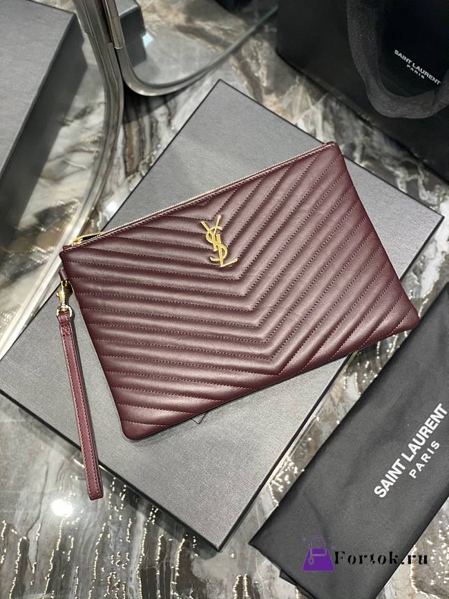Saint Laurent Monogram Clutch in Red 30×21.5×2cm - 1