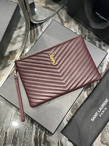 Saint Laurent Monogram Clutch in Red 30×21.5×2cm