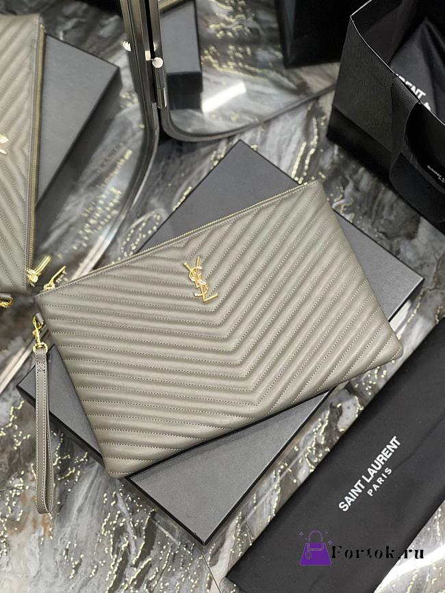 Saint Laurent Monogram Clutch in Grey 30×21.5×2cm - 1