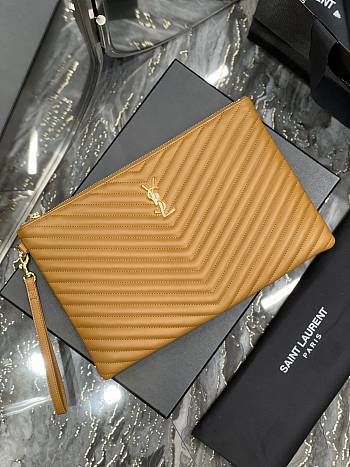 Saint Laurent Monogram Clutch in Brown 30×21.5×2cm