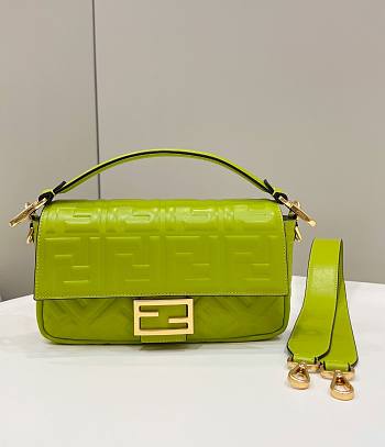 Fendi Baguette FF Logo Bag in Green 26x5x13cm