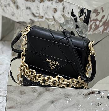 Prada System Nappa Patchwork Shoulder Bag in Black 24x15x7.5cm 