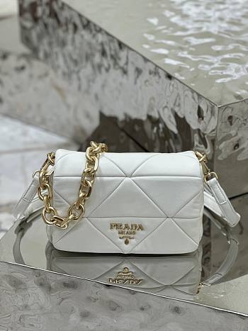 Prada System Nappa Patchwork Shoulder Bag in White 24x15x7.5cm