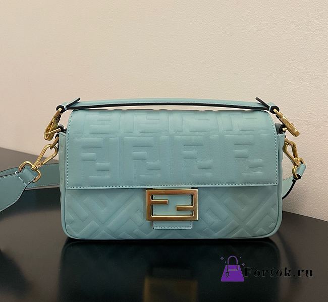 Fendi Baguette FF Logo Bag in Blue 26x13x6cm - 1