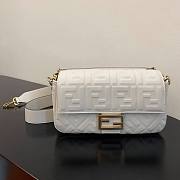 Fendi Baguette FF Logo Bag in White 26x13x6cm - 1