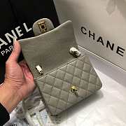 Chanel 17cm Classic Flap Bag Grey Caviar Leather Gold Bag - 4