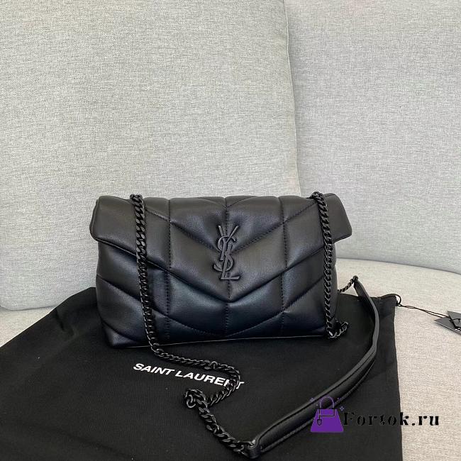 Saint Laurent LouLou Puffer Small Chain Black Bag in Quilted Lambskin with Black Hardware 23×15.5×8.5cm - 1