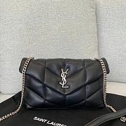 Saint Laurent LouLou Puffer Small Chain Black Bag in Quilted Lambskin with Silver Hardware 23×15.5×8.5cm - 1