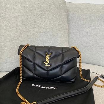 Saint Laurent LouLou Puffer Small Chain Black Bag in Quilted Lambskin with Gold Hardware 23×15.5×8.5cm