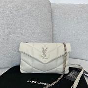 Saint Laurent LouLou Puffer Small Chain White Bag in Quilted Lambskin with Silver Hardware 23×15.5×8.5cm - 1