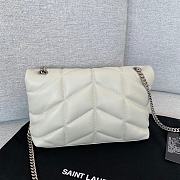 Saint Laurent LouLou Puffer Small Chain White Bag in Quilted Lambskin with Silver Hardware 23×15.5×8.5cm - 6