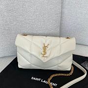 Saint Laurent LouLou Puffer Small Chain White Bag in Quilted Lambskin with Gold Hardware 23×15.5×8.5cm - 1