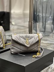 Saint Laurent LouLou Puffer Small Chain Grey Bag in Quilted Lambskin with Gold Hardware 23×15.5×8.5cm - 1