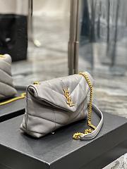 Saint Laurent LouLou Puffer Small Chain Grey Bag in Quilted Lambskin with Gold Hardware 23×15.5×8.5cm - 5