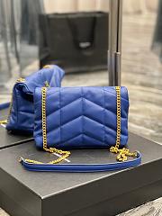 Saint Laurent LouLou Puffer Small Chain Blue Bag in Quilted Lambskin with Gold Hardware 23×15.5×8.5cm - 3