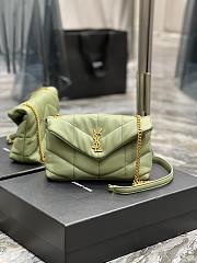 Saint Laurent LouLou Puffer Small Chain Green Bag in Quilted Lambskin with Gold Hardware 23×15.5×8.5cm - 1