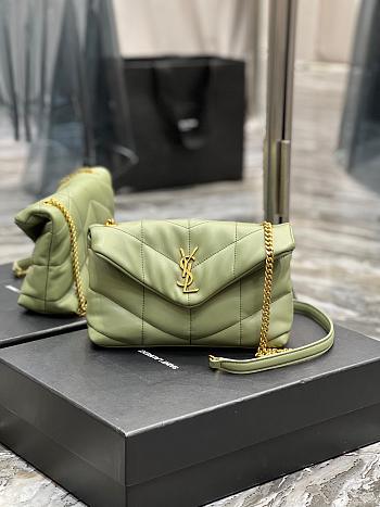 Saint Laurent LouLou Puffer Small Chain Green Bag in Quilted Lambskin with Gold Hardware 23×15.5×8.5cm