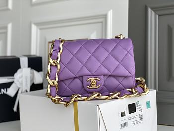 Chanel Flap Bag Purple Bag 17x21x6cm