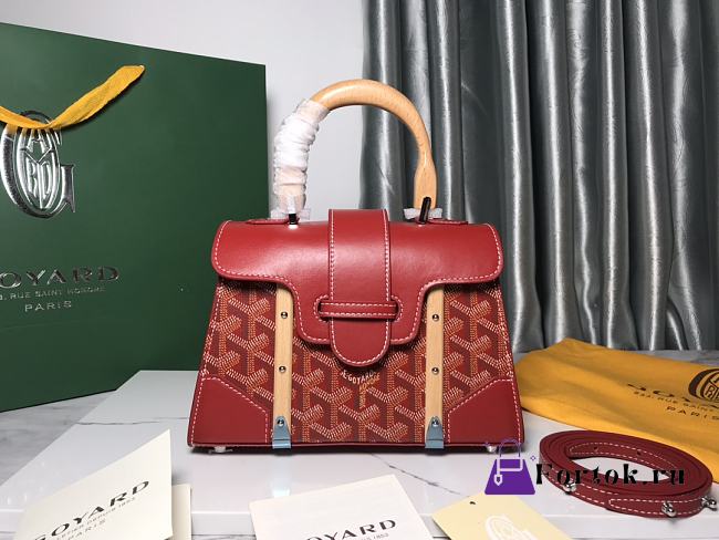 Goyard Saigon Structure Nano Bag Red Goyardine Silver Hardware 21x14x8.5cm - 1