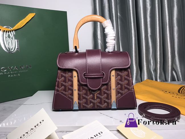 Goyard Saigon Structure Nano Bag Burgundy Goyardine Silver Hardware 21x14x8.5cm - 1