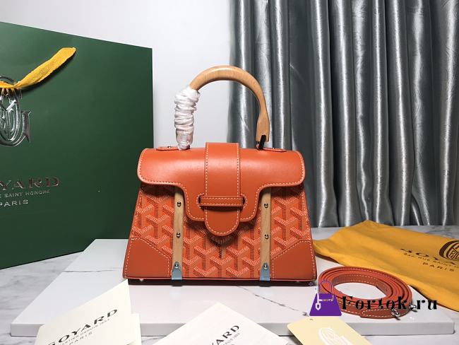 Goyard Saigon Structure Nano Bag Orange Goyardine Silver Hardware 21x14x8.5cm - 1
