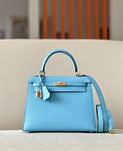 Herme Kelly Epsom Leather Blue Bag 25x17x7cm - 1