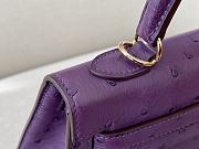 Hermes Kelly Purple Ostrich Exotic Leather Top Handle Shoulder Bag 25x17x7cm - 6