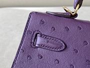 Hermes Kelly Purple Ostrich Exotic Leather Top Handle Shoulder Bag 25x17x7cm - 4