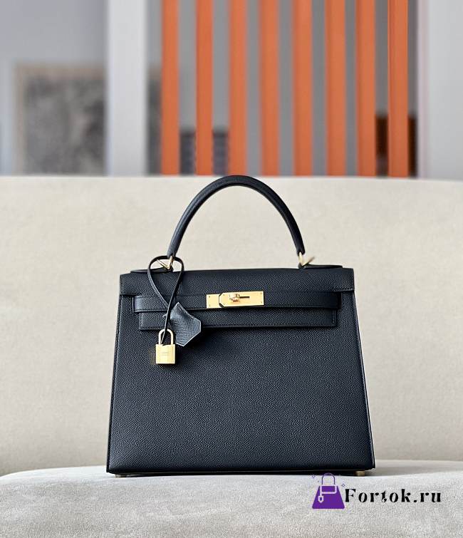 Hermes Black Epsom Sellier Kelly Gold Hardware 28x22x10cm - 1