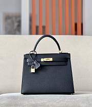 Hermes Black Epsom Sellier Kelly Gold Hardware 28x22x10cm - 1