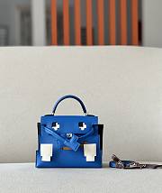 Herme Kelly Dolly Epsom Leather Bag in Blue 18x8x13cm  - 1